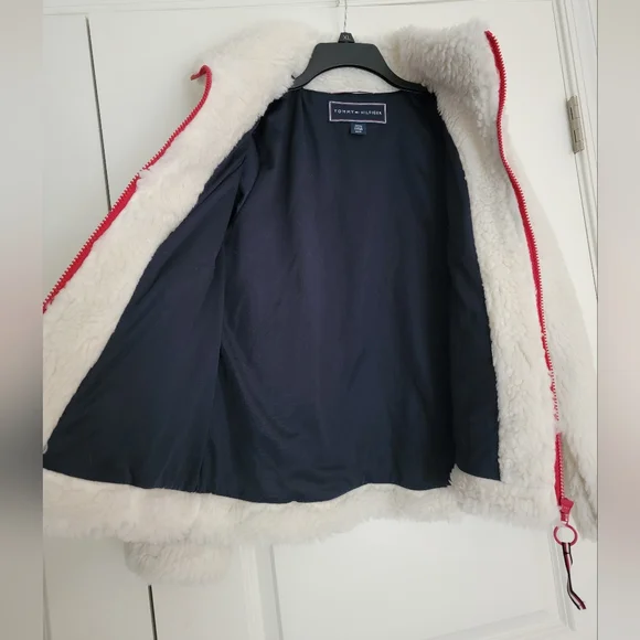 🇺🇲 Tommy Hilfiger fleece zip up jacket with contrast red zipper and flag logo - Picture 12 of 14